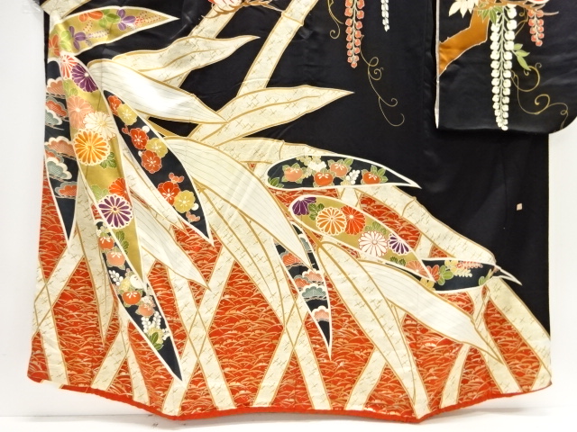 作家物 付下げ 松竹梅 松ぼっくり 裄67 着物 正絹 紋なし RK-3291 未着用 金駒刺繍 着物 正絹“お着物の枠には収まらない松竹梅や菊